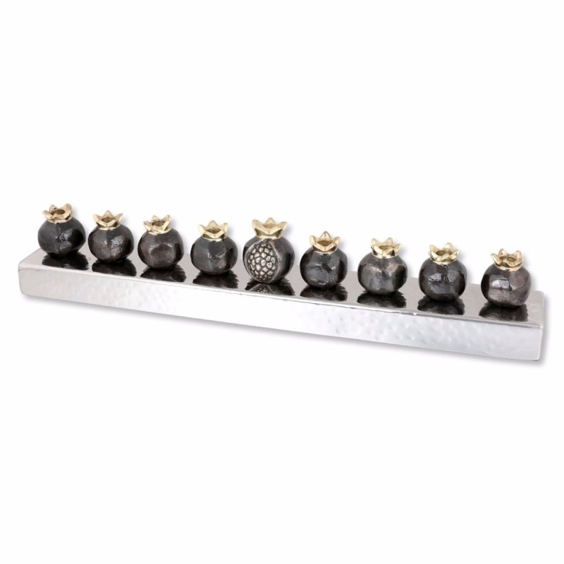 Yair Emanuel Bar Hanukkah Menorah - Brown Pomegranates